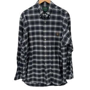 Lauren Ralph Lauren Shirt Mens XL Blue Green White Plaid Button Down Crest Logo